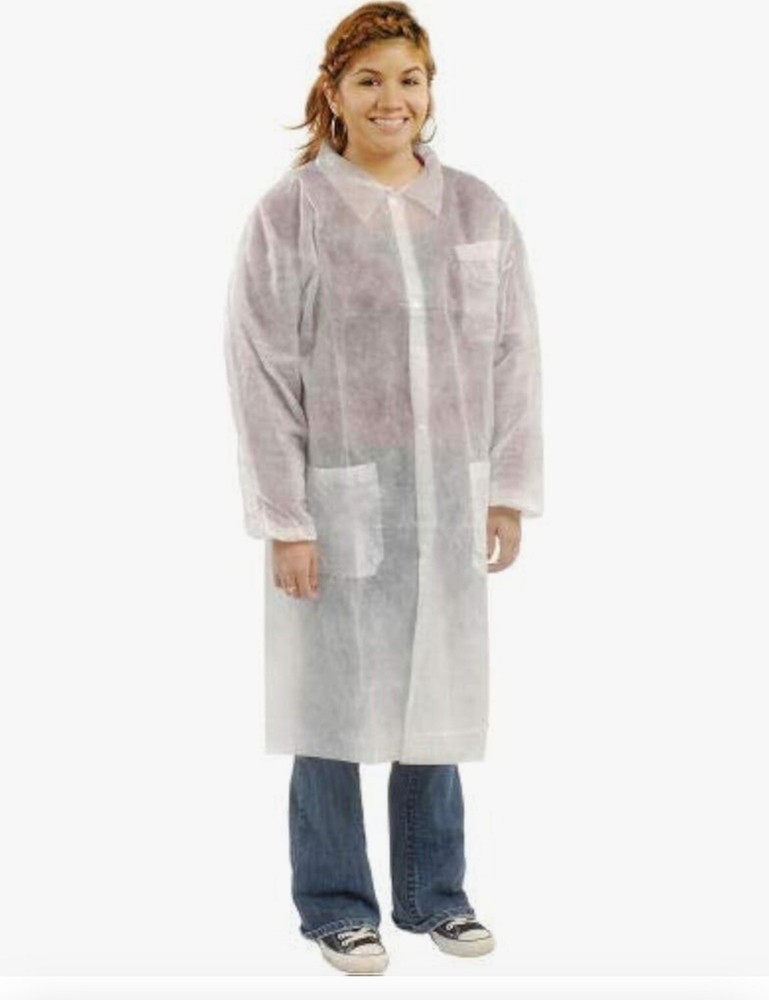CleanPro Disposable Polypropylene With 3 Pockets Lab Coats Elastic Wrists - 29