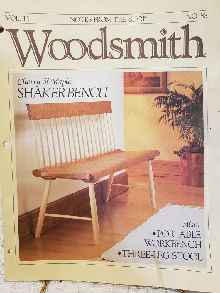 Woodsmith No88 Cherry & Maple Shaker Bench woodworking pattern project plans