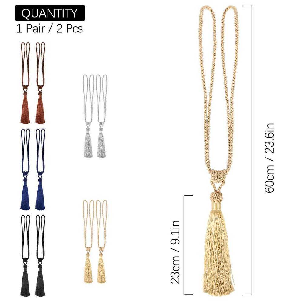 2/4Pcs Curtain Tassel Tiebacks Durable Window Tie backs Rope Holdbacks Window US