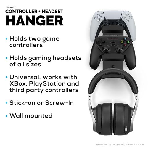The Behemoth - Dual Game Controller & Headphone Stand Wall Mount Holder -