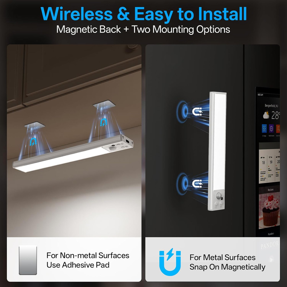 Under Cabinet Lighting with Charging Station,Motion Sensor Light Indoor with Rem