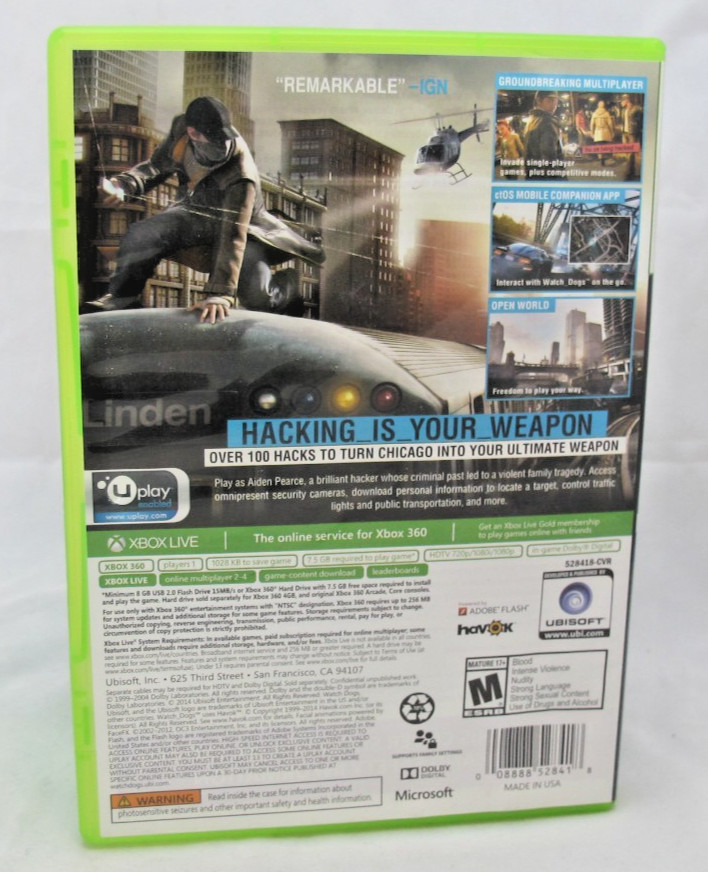Watch Dogs (Microsoft Xbox 360, 2014) Target Edition Installation Disc/Case ONLY