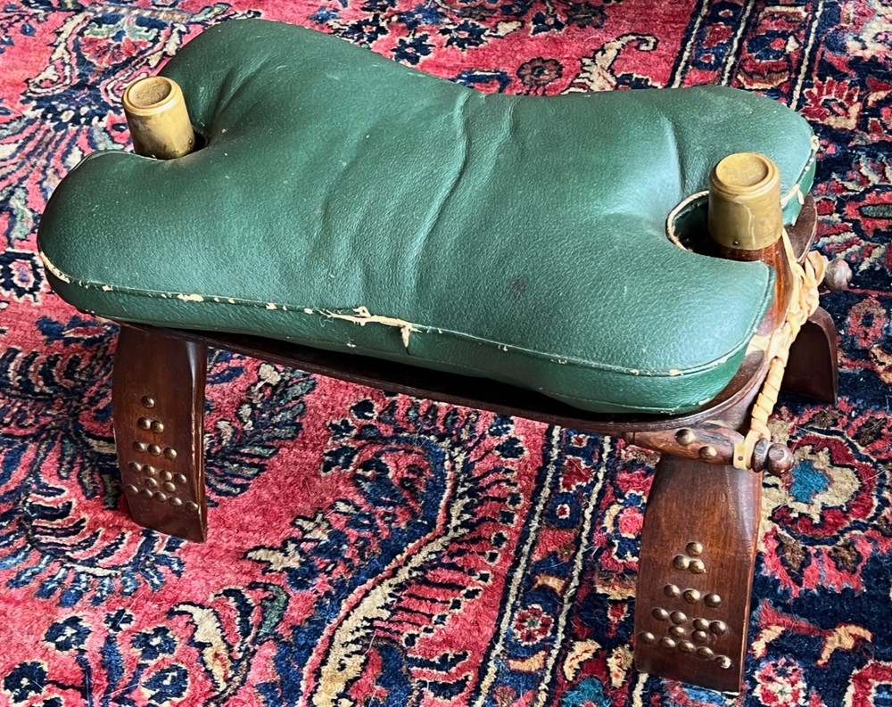 Vintage Egyptian Camel Saddle Stool Ottoman