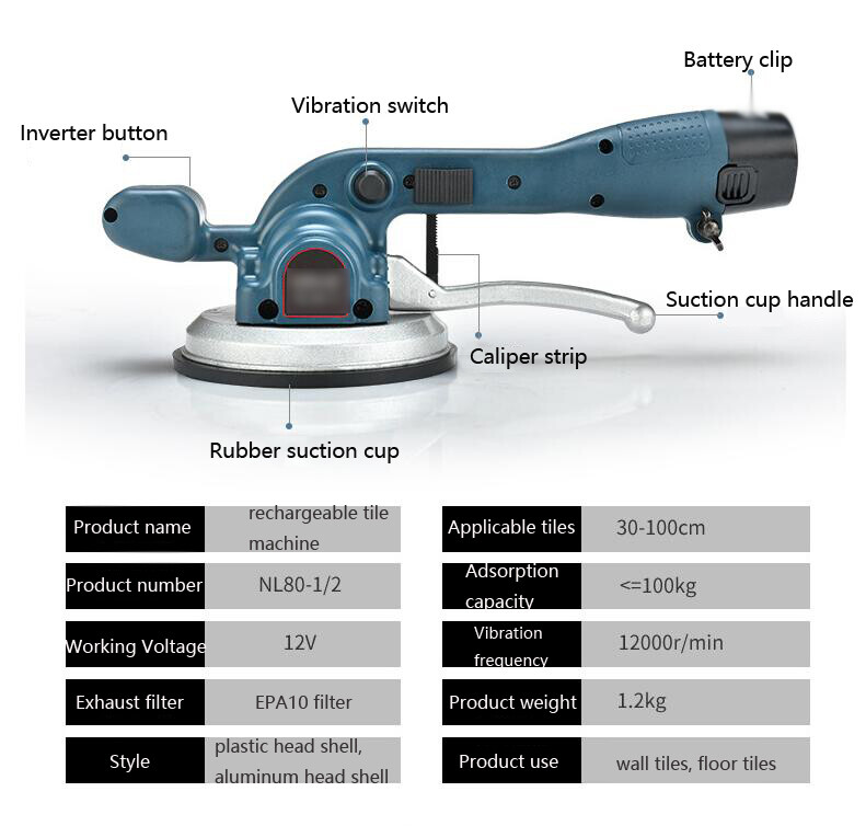 Handheld Tile Vibrator Wall Floor Auto Leveling Tiling Tool Tiler Machine 30-100