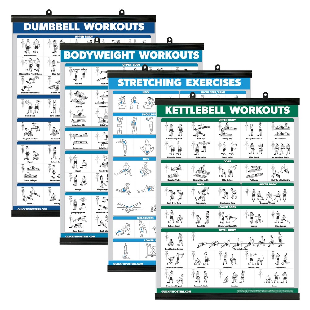 Palace Learning 4 Pack - Dumbbell Workouts + 18” x 24”, WITH PLASTIC FRAME