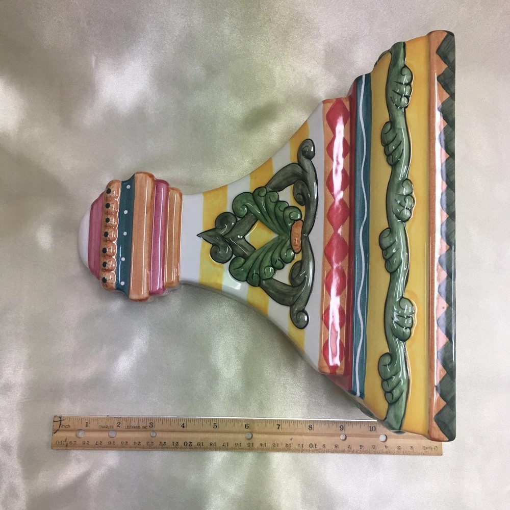 Ceramic Wall Shelf Corbel Tuscan Style Multicolor Decorative 10”
