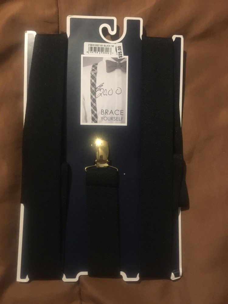 Men’s Saddlebred Black Suspenders, One Size, NWT