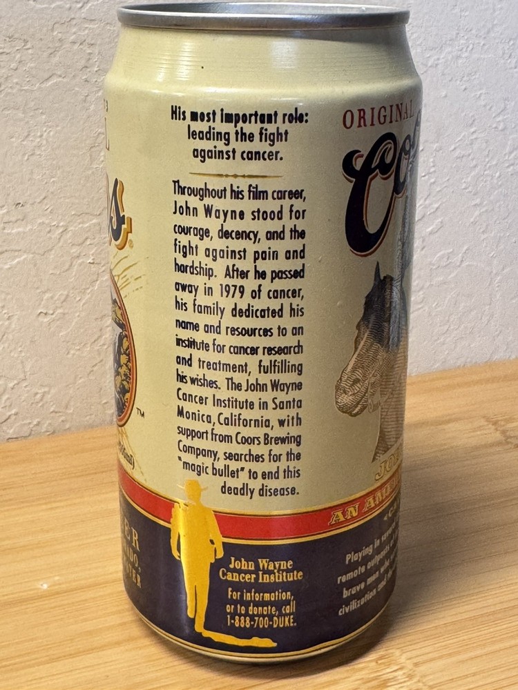 Coors John Wayne - Cavalryman - Empty Beer Can bottom-opened