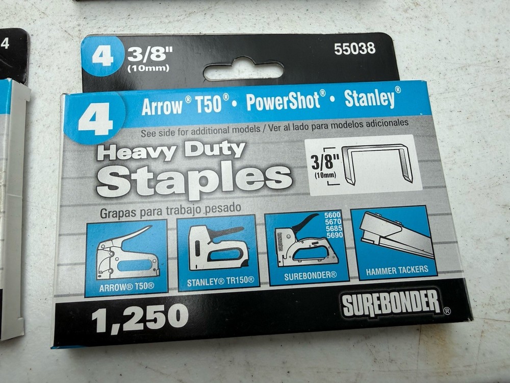(Quantity 9 Boxes) Assorted Staples - Surebonder Various Sizes, Arrow, Stanley