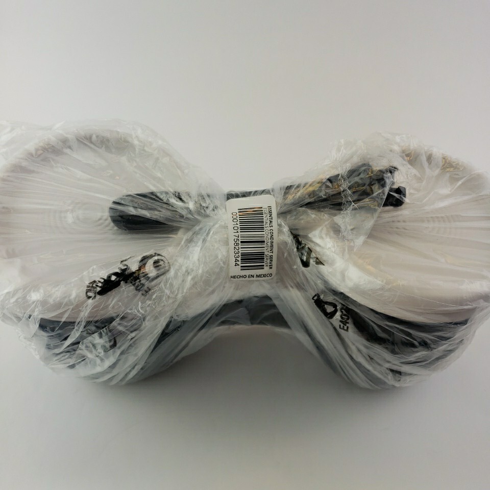 Tupperware Essentials 4 Section Condiment Server Set Black w/White seals NEW