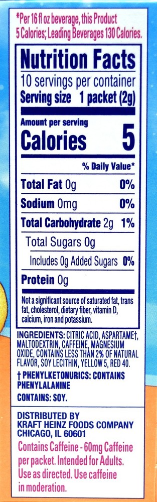 6 10-Packet Boxes Crystal Light Peach Mango With Caffeine On The Go