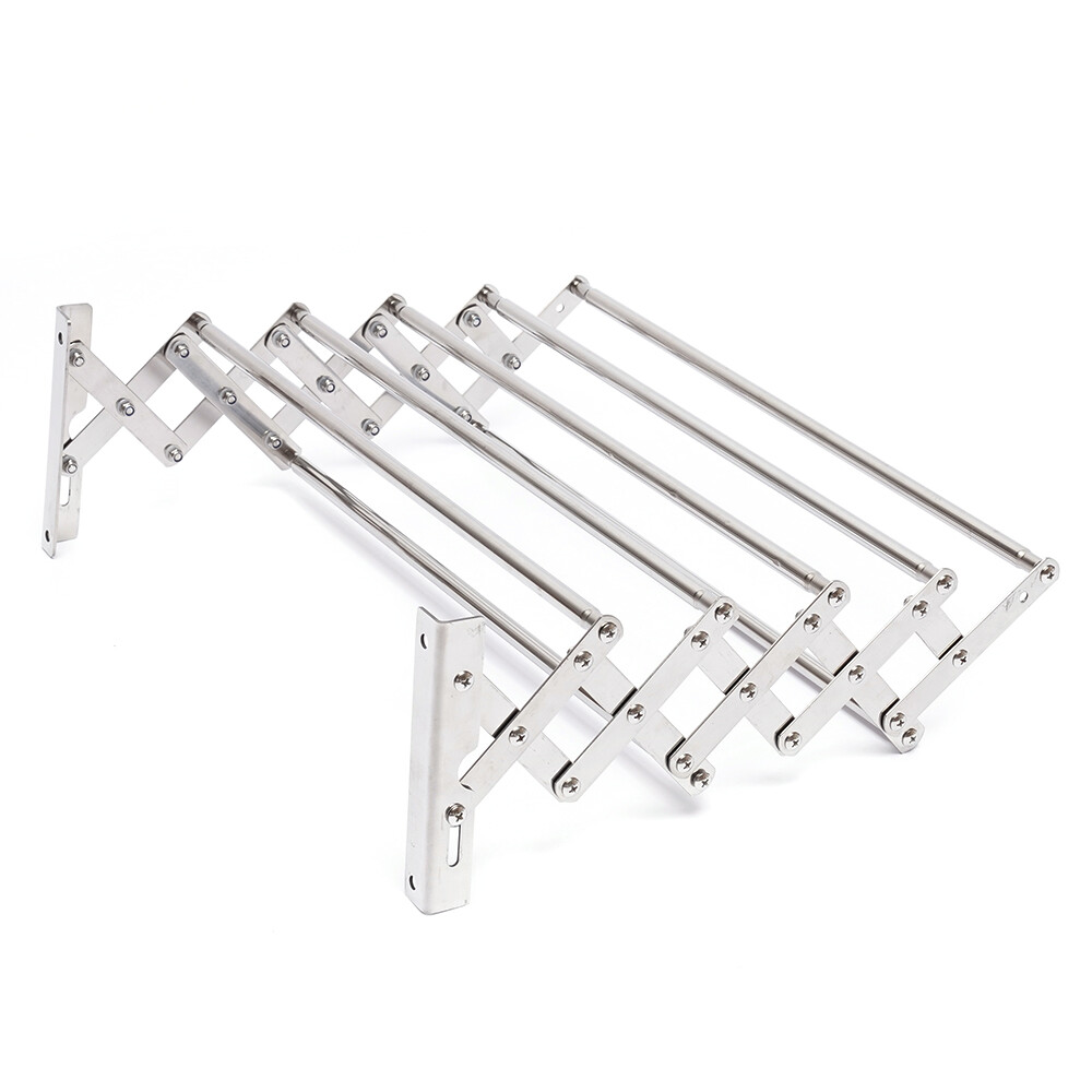 Clothes Drying Rack Wall Mounted Accordion Retractable Foldable Towel Shelf