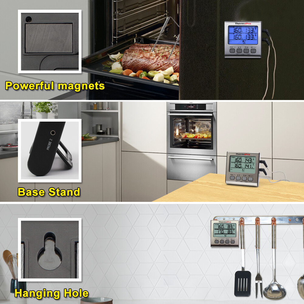 ThermoPro Meat Thermometer Dual Probe Digital Cooking Grill Thermometer w/Timer