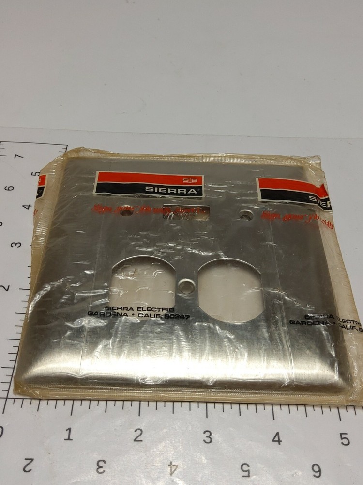 SIERRA 1-TOGGLE 2-GANG STAINLESS WALL PLATE (NOS)
