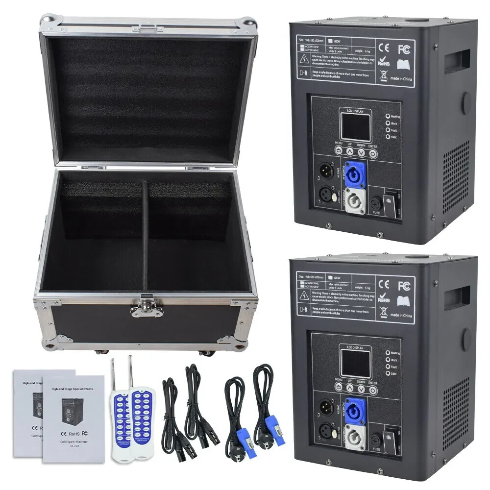 Saviour 2PCS 750W Large Cold Spark Machine Stage Effect DMX Firework With Case