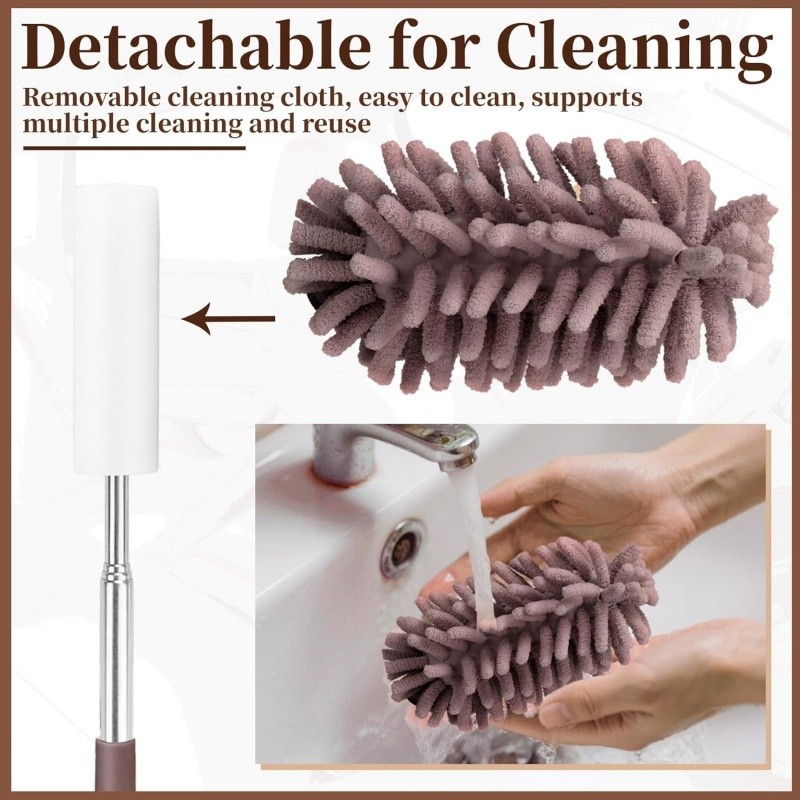 2 PCS Car Interior Duster with Extension Pole, Microfiber Duster with Bendable