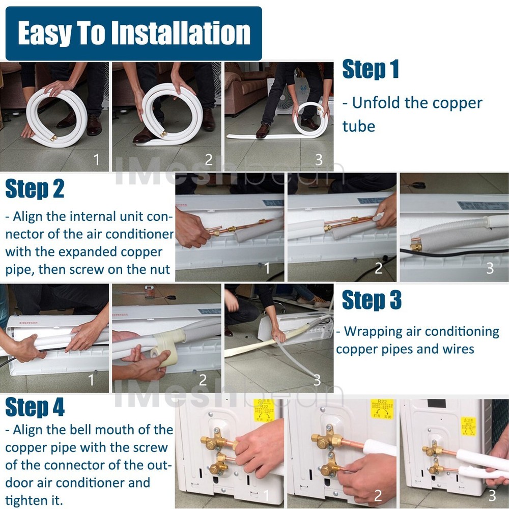 25FT 1/4"x3/8" Insulated Copper Ductless Mini Split Line Set w/25FT Control Wire