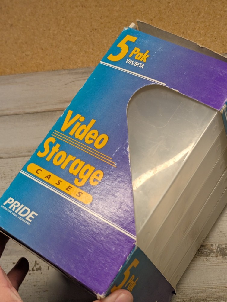 PRIDE VHS Beta Video Storage Cases 5-Pak Clear Plastic Hard Shell NEW Box