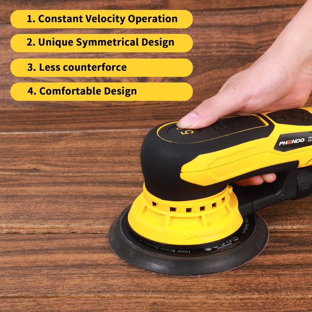 Electric Random Orbital Sander Brushless 350W 3A Multi-function Variable Speed C