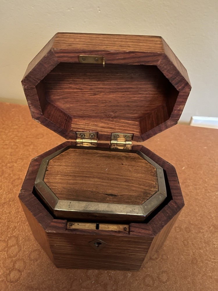 Vintage Foreside 3pc Solid Wood Locking Keepsake Boxes Brass Trim Nesting w/ Key