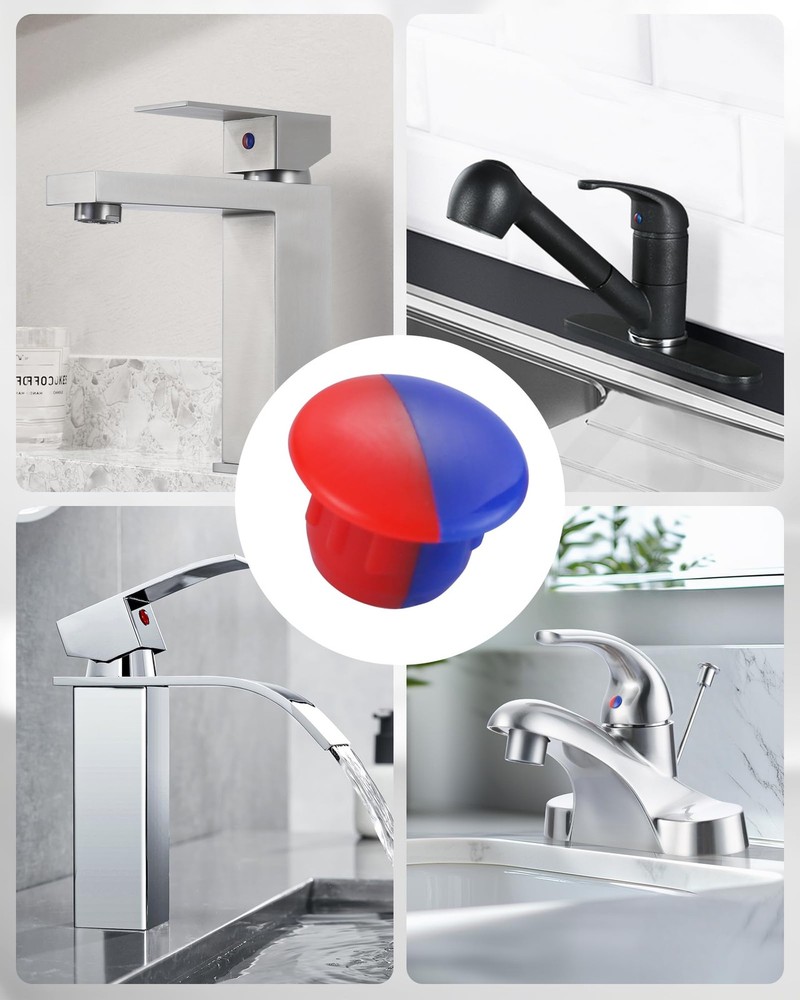 Hot and Cold Water Faucet Indicator: 10 PCS Red Blue