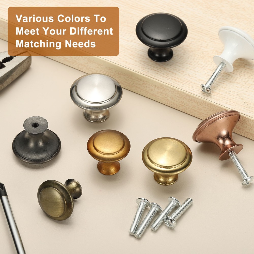 8 Pcs Stainless Steel Knobs, Single Hole Pull with Screw, 30mm Gray