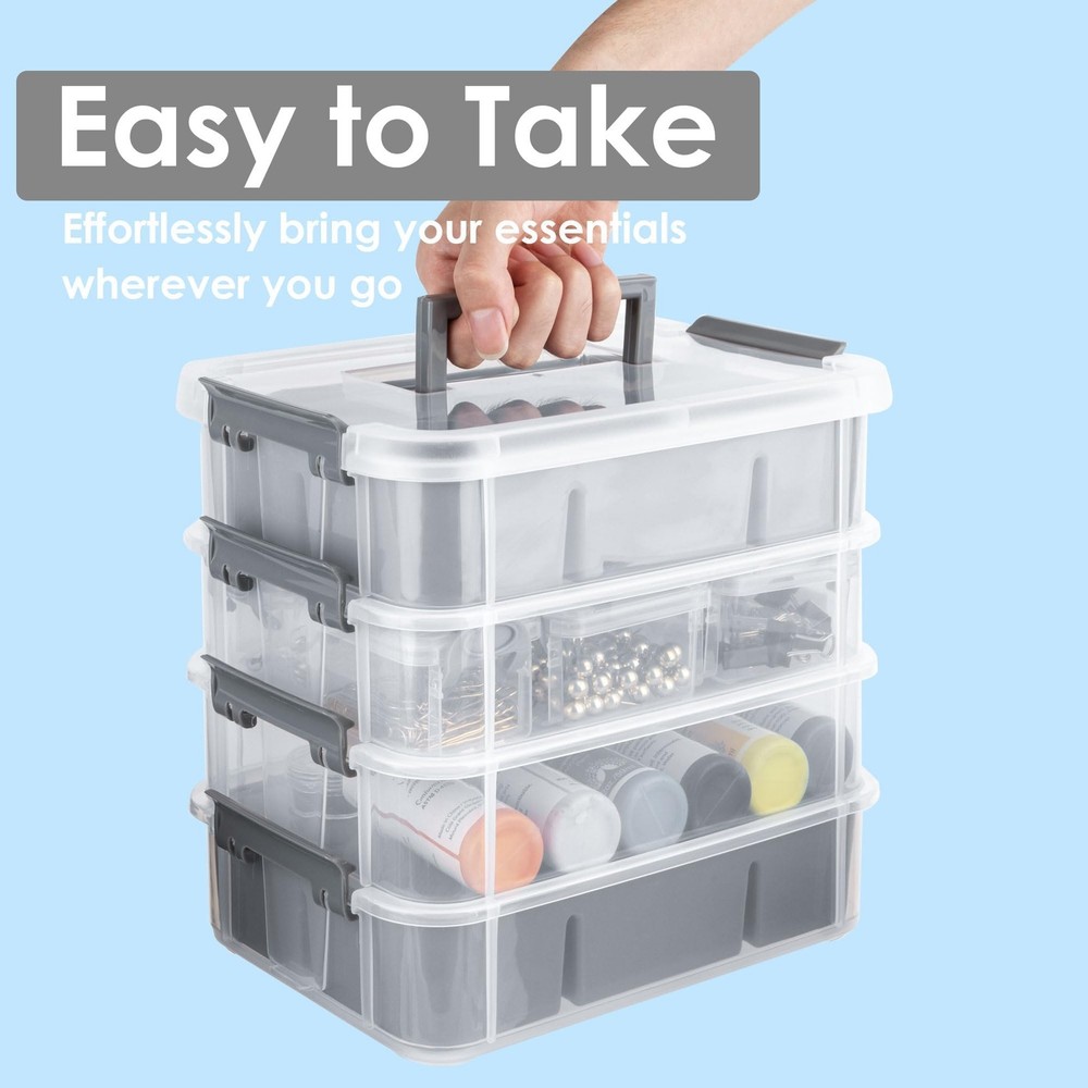 Grey&White Modern Plastic Storage - 4-Layer Durable Craft Storage Containers ...