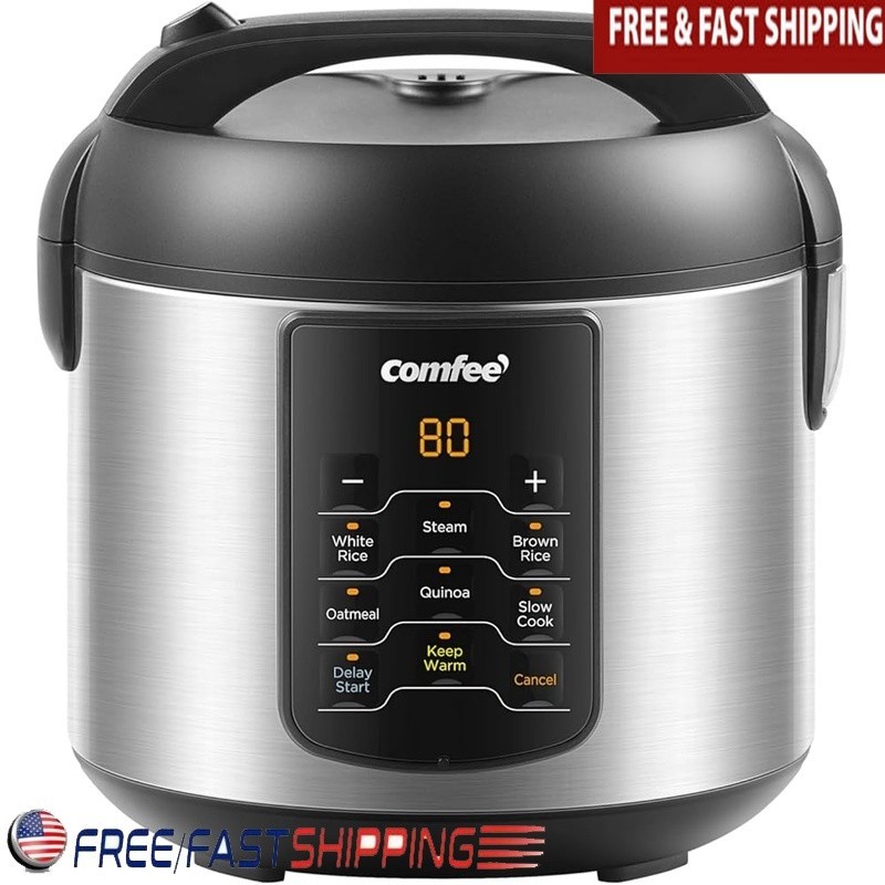 Multifunctional Rice Cooker 2Qt Programmable 6 Cooking Functions Dishwasher Safe