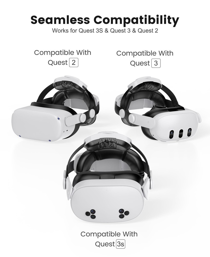 for Meta Quest 3S/Quest 2/Quest 3 Head Strap, Double Knobs Adjustable Elite S...