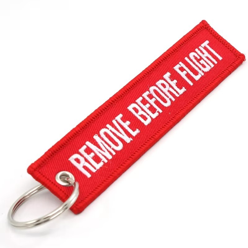 5PCS Aviation Remove Before Flight Keychain – Double Sided Embroidered Jet Tag