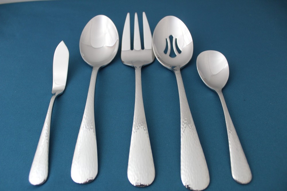5pc Serving Tablespoon Fork Pierced Reed & Barton RIVER 18/10 Stainless China