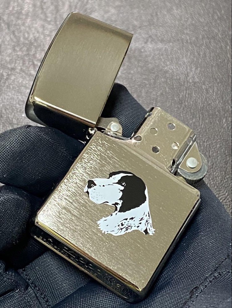 Zippo Dog Silver Printed One Sided Processing Lighter Regular Japan