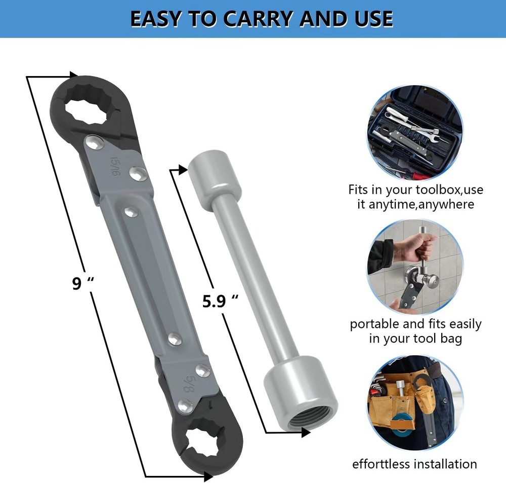 Plumbing Tools Angle Stop Wrench Kit Removing Compression Ring Angle-On for Inst