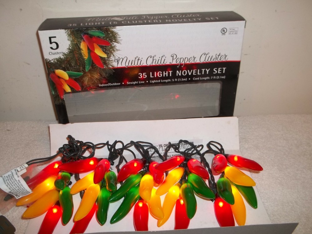 Vtg 2002 Target New 5 Cluster Multi Color Chili Pepper String 35 Light Set