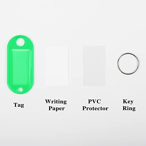 200 Pack Plastic Key Tags with Label Window and Split Key Ring Luggage Tag