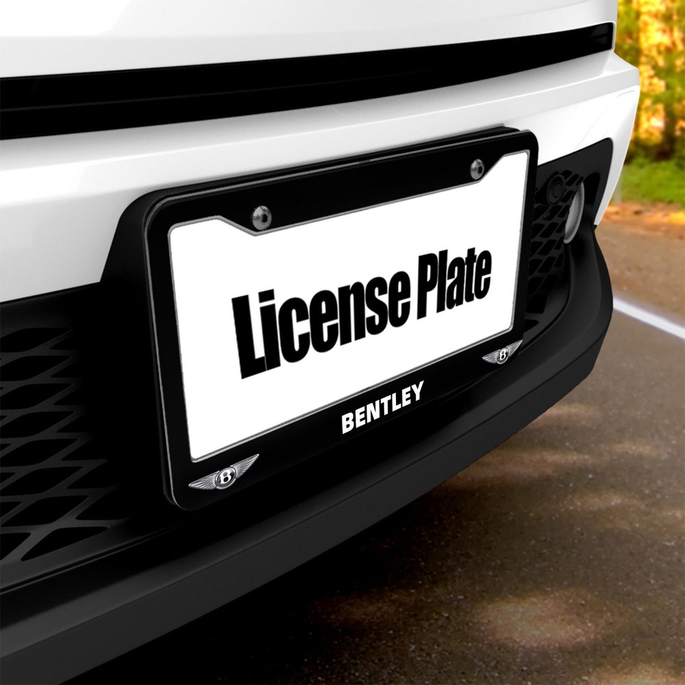 Bentley 2 Pack Aluminum Waterproof License Plate Frame Black