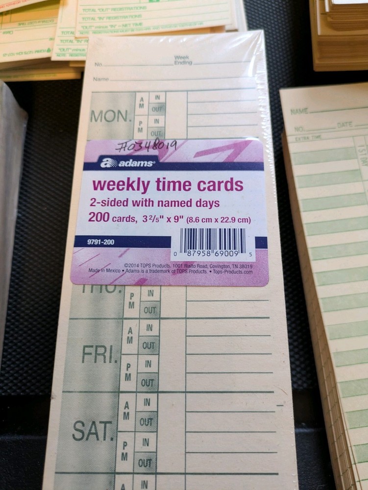 Weekly Time Cards Hundreds - 1-Side and 2 sided