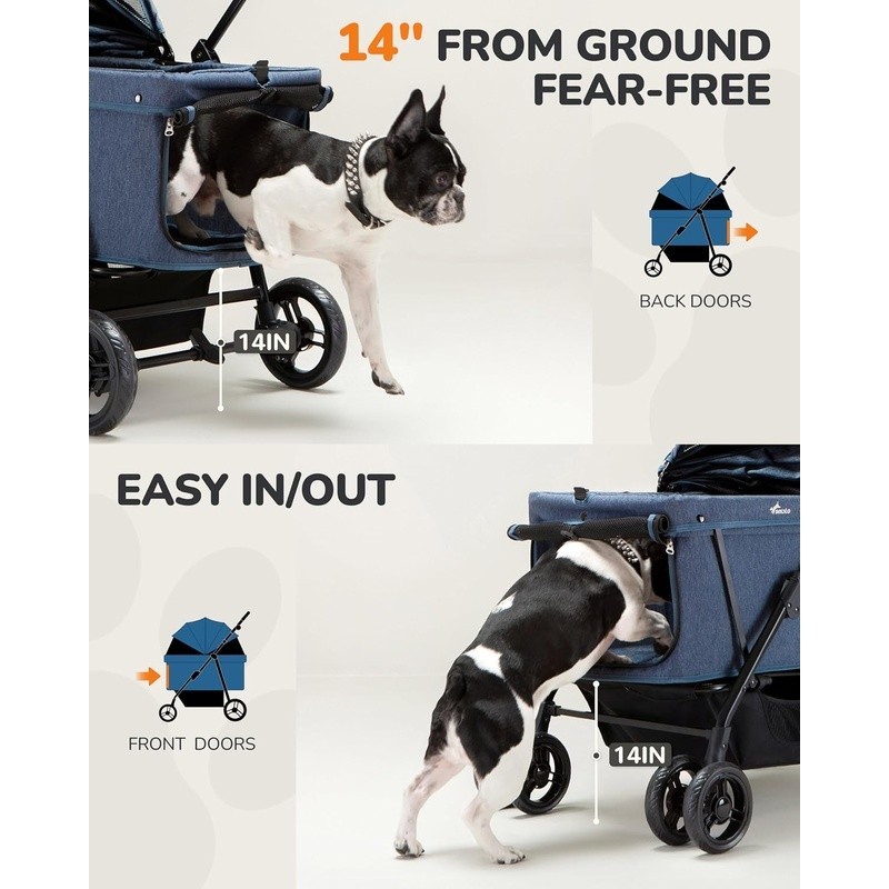 Heavy Duty Dog Stroller Small Medium Pets W/ Adjustable Canopy Storage New