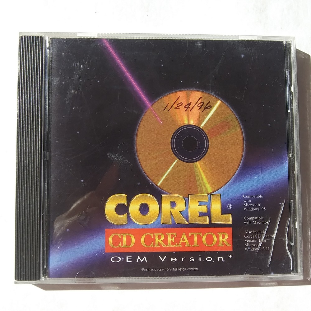 Corel CD Creator OEM Version 1996 for Windows 95 3.11 & Macintosh Vintage