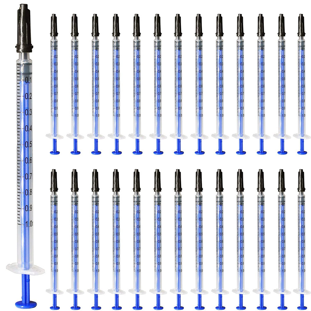 100 Pack Plastic Syringe with Cap, 1Ml 1Cc Syringe without Needle, Non-Sterile