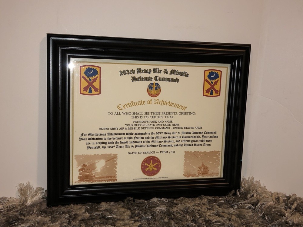 263RD ARMY AIR & MISSILE DEFENSE COMMAND / BDE COA / (COMMEMORATIVE CERTIFICATE)