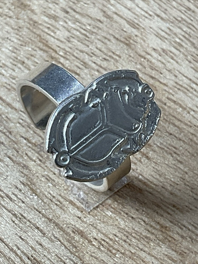 Sterling Silver Pharaoh Ring, Antique Beetle Free Size, Egyptian Silver Ring