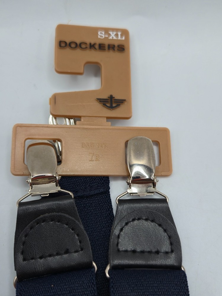 New Dockers Adjustable Elastic Solid Suspenders • Navy • Small-XLarge