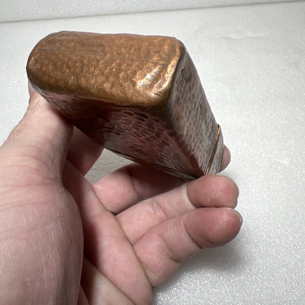 ANTIQUE AESTHETIC GORHAM HAMMERED COPPER CIGARETTE CASE BOX HINGED LID