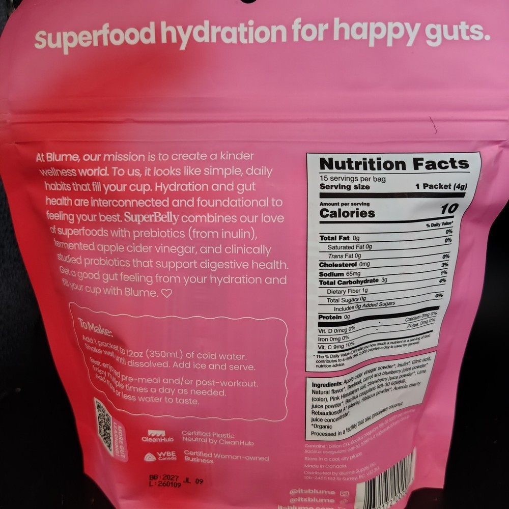 Super Belly Gut-Building Hydration Drink Mix Powder Packets