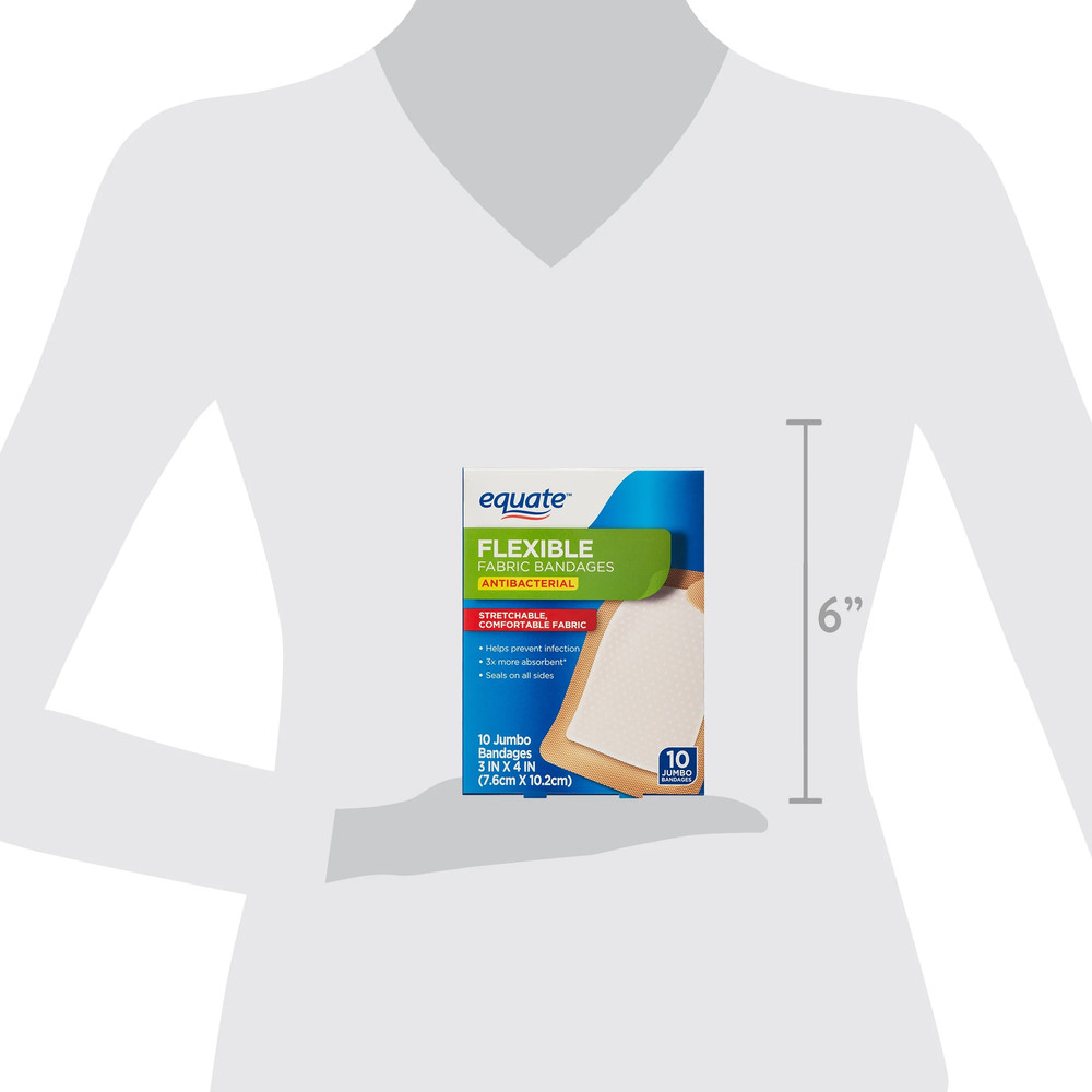 Equate Antibacterial Flexible Fabric Bandages, 10 Count