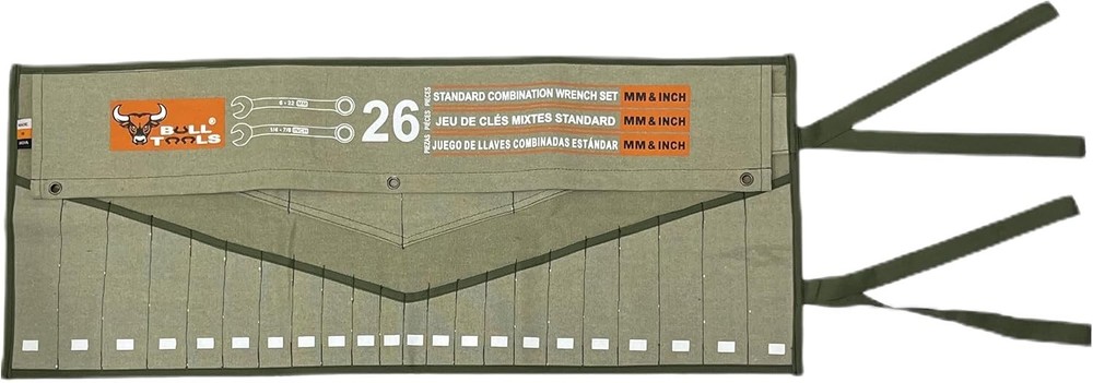 BULL TOOLS Tool Roll Organizer with 26 Duck Canvas, Sand washed Olive Drab