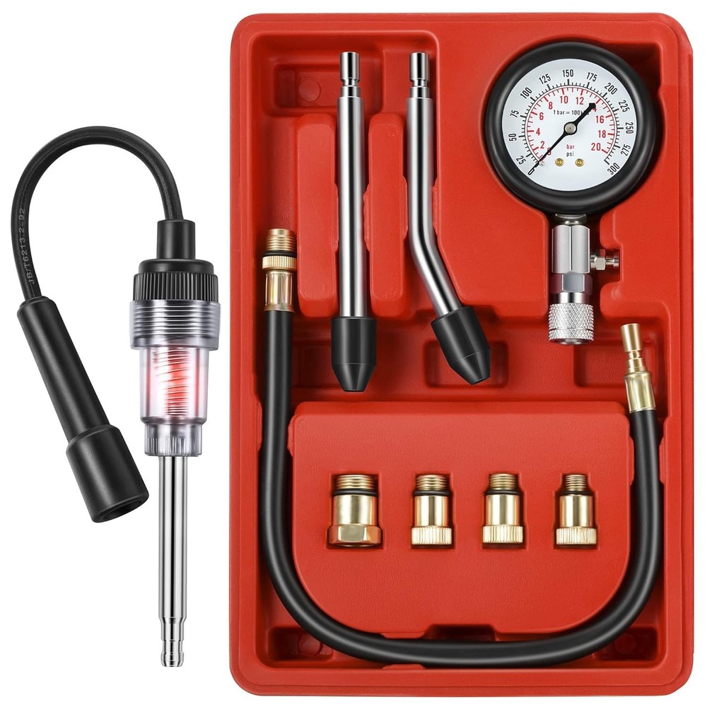 9pc Automotive Compression Tester Kit & Spark Plug Tester