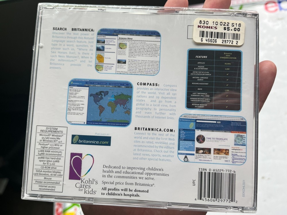 Encyclopedia Britannica 2001 Standard Edition CD Software Windows 95 98 2000 ME