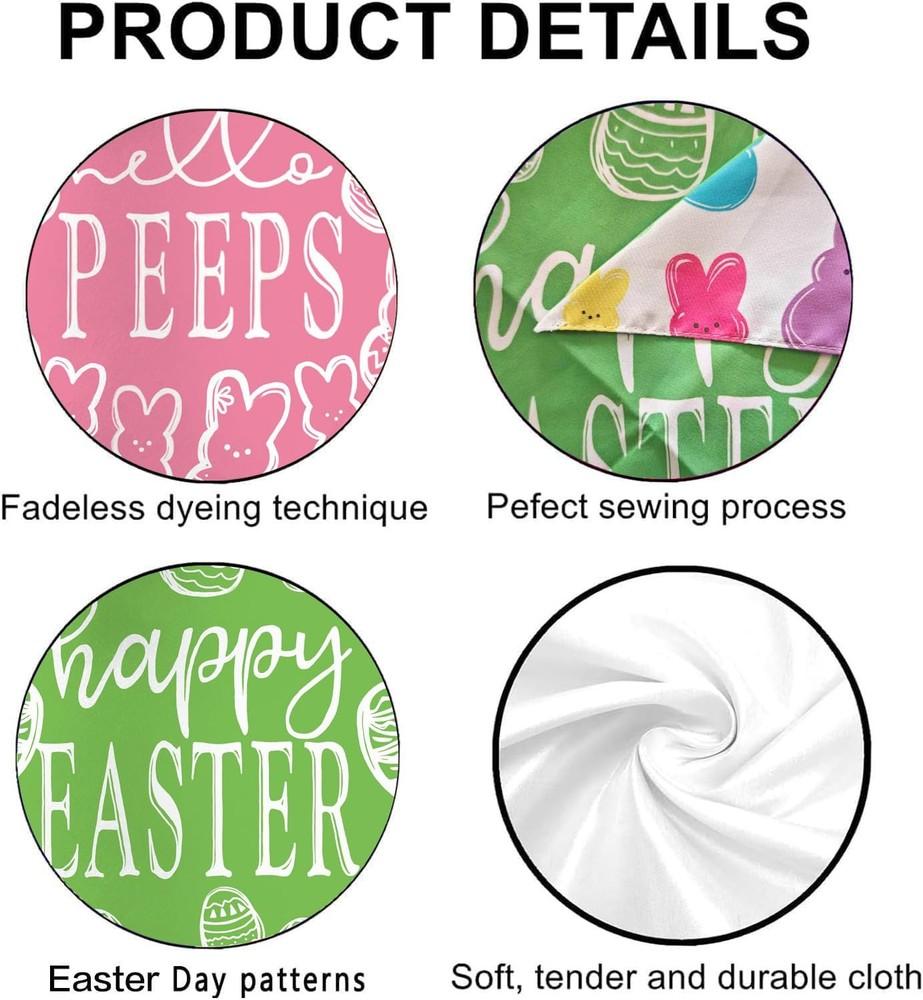 Easter Dog Bandanas, Reversible Dual-Layer Easter Eggs Design 2 Pack, Happy E...